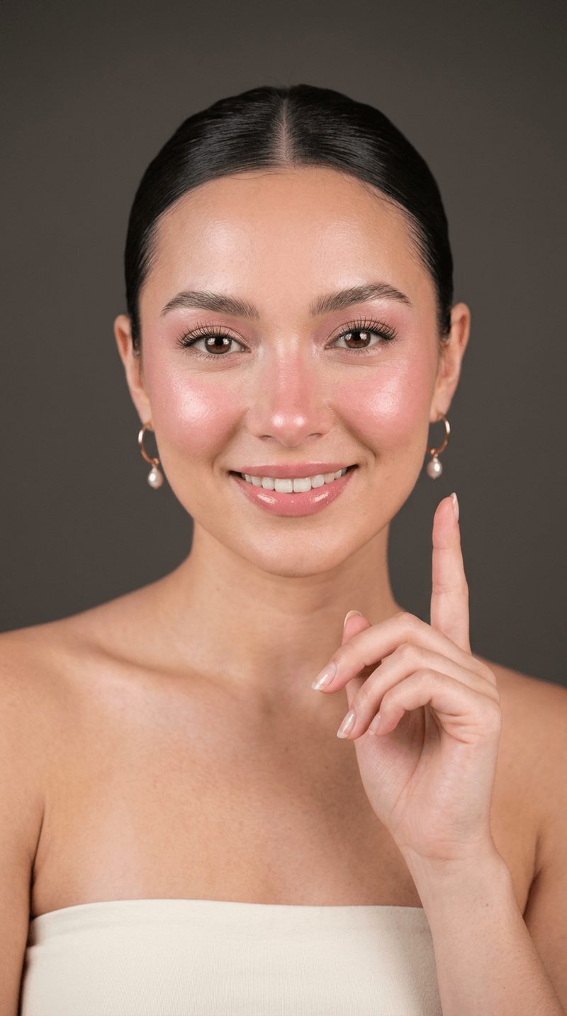 A studio portrait with makeup matched to warm undertones
